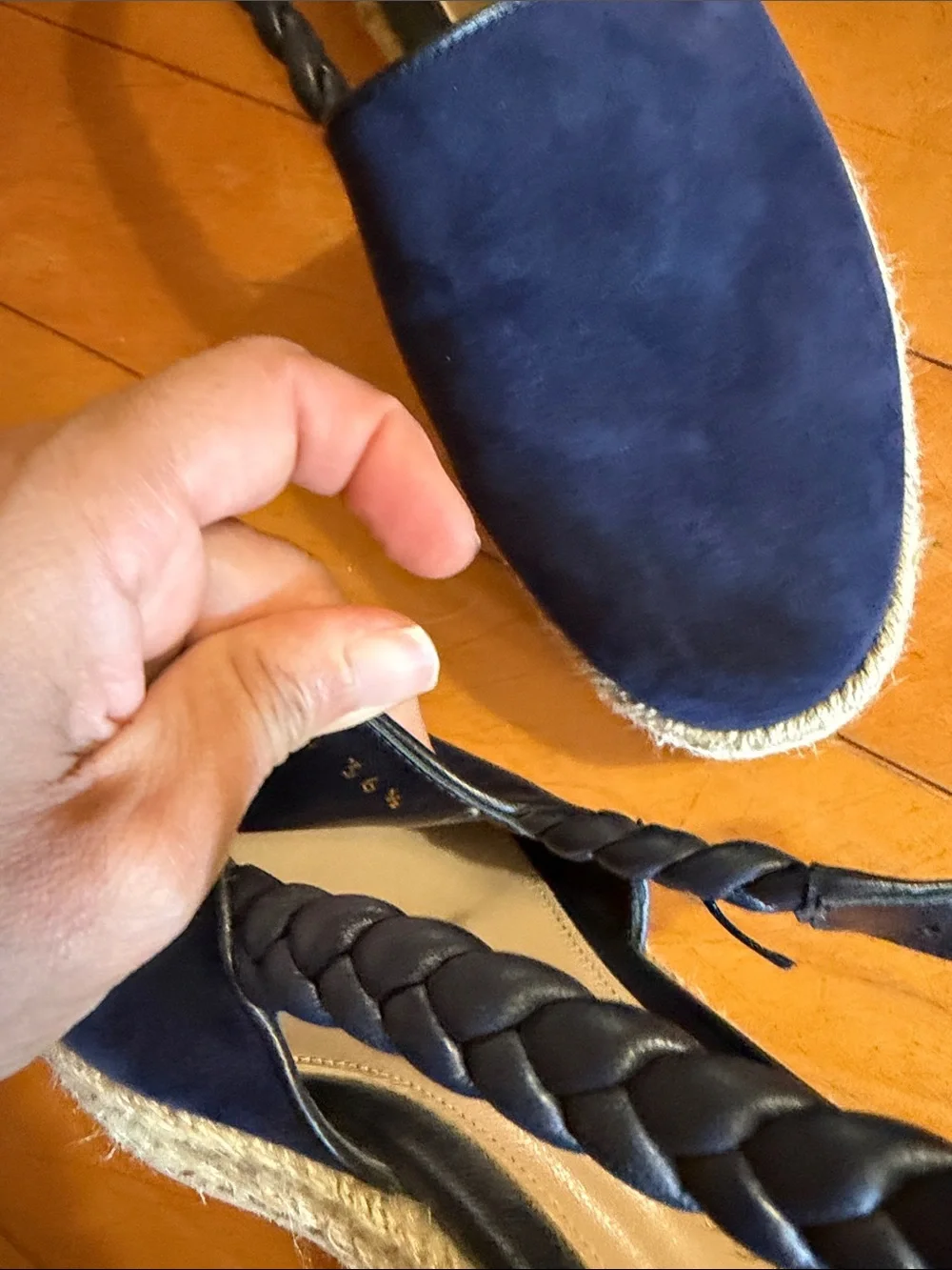 Gianvito Rossi Navy Braided Slingback Espadrilles